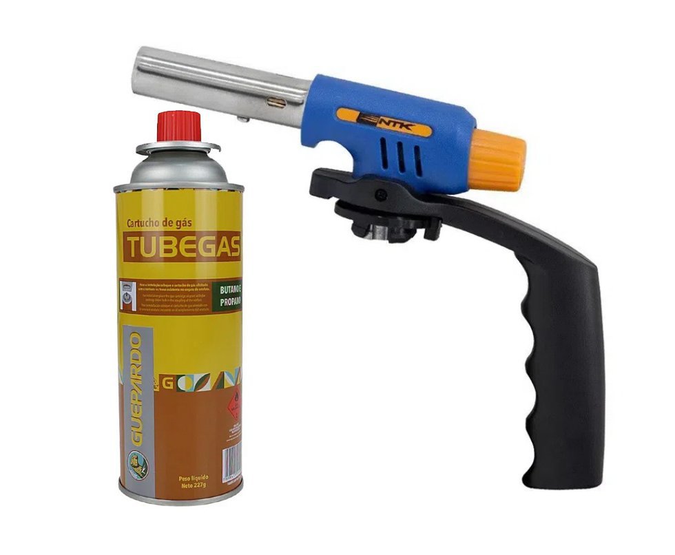 Maçarico Compacto Ikon Com Ignição Automatica - Nautika + 01 Refil Tube Gás 227 Gr - Guepardo