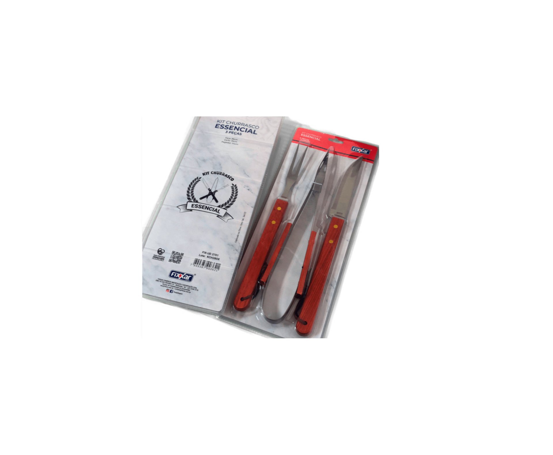 Kit Churrasco Essencial Inox 3 Pcs Fix UD 3701 - Fixxar