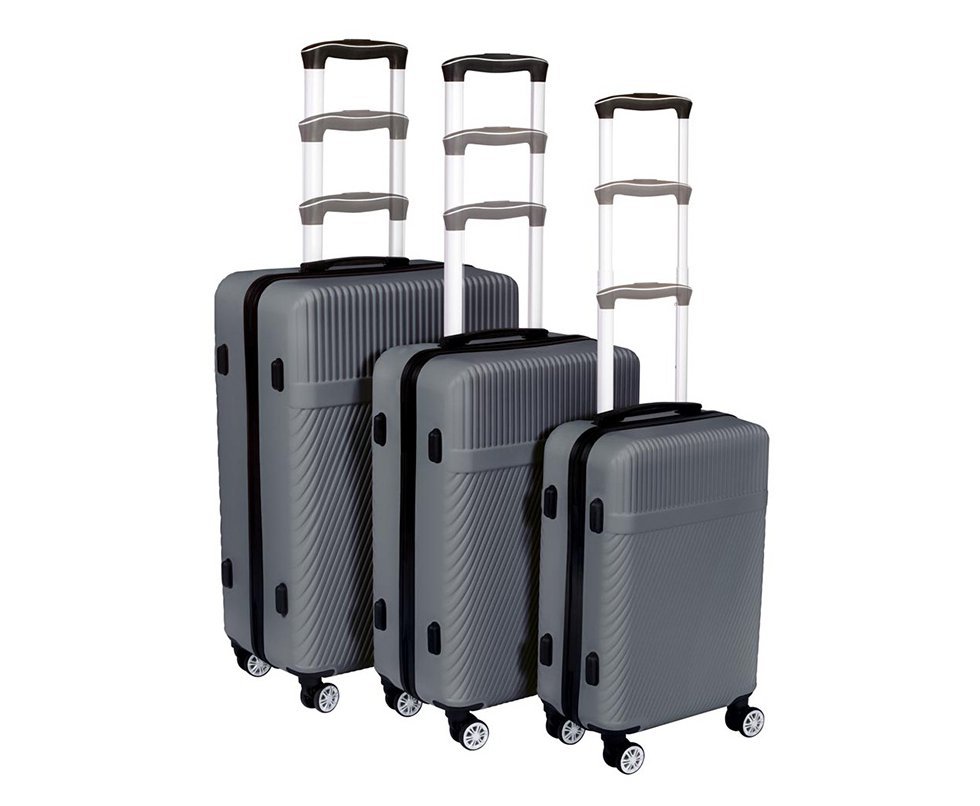 Conjunto de 3 Malas ABS 4 Rodas Giro 360º Cinza - P, M, G - Mor