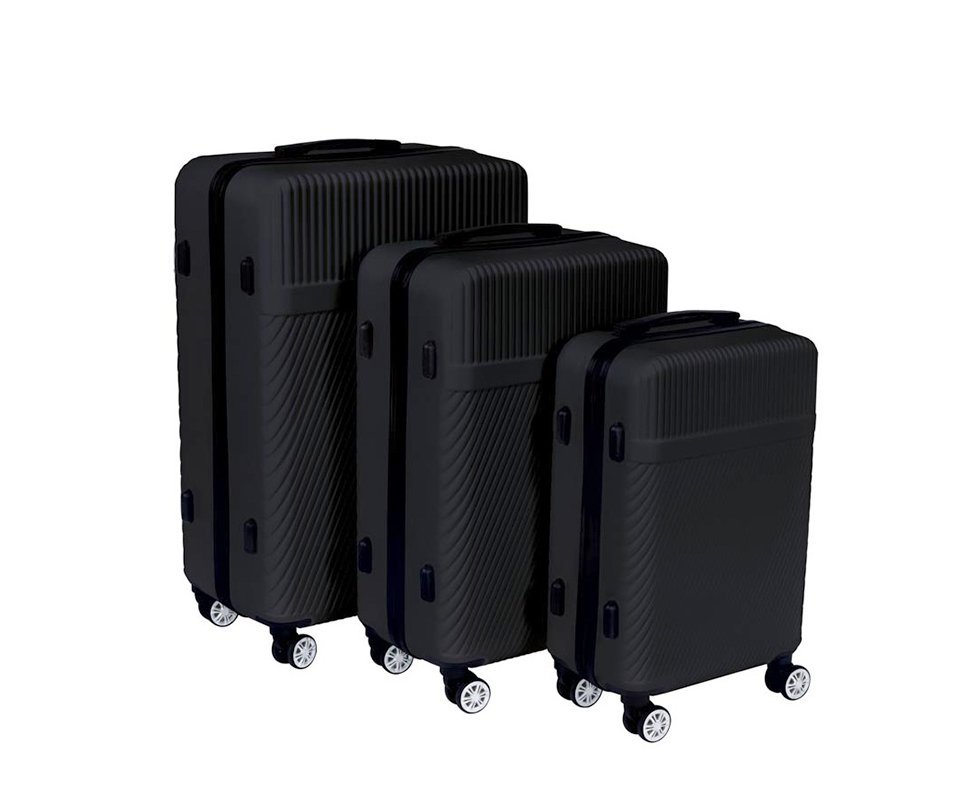 Conjunto de 3 Malas ABS 4 Rodas Giro 360º Black - P, M, G - Mor