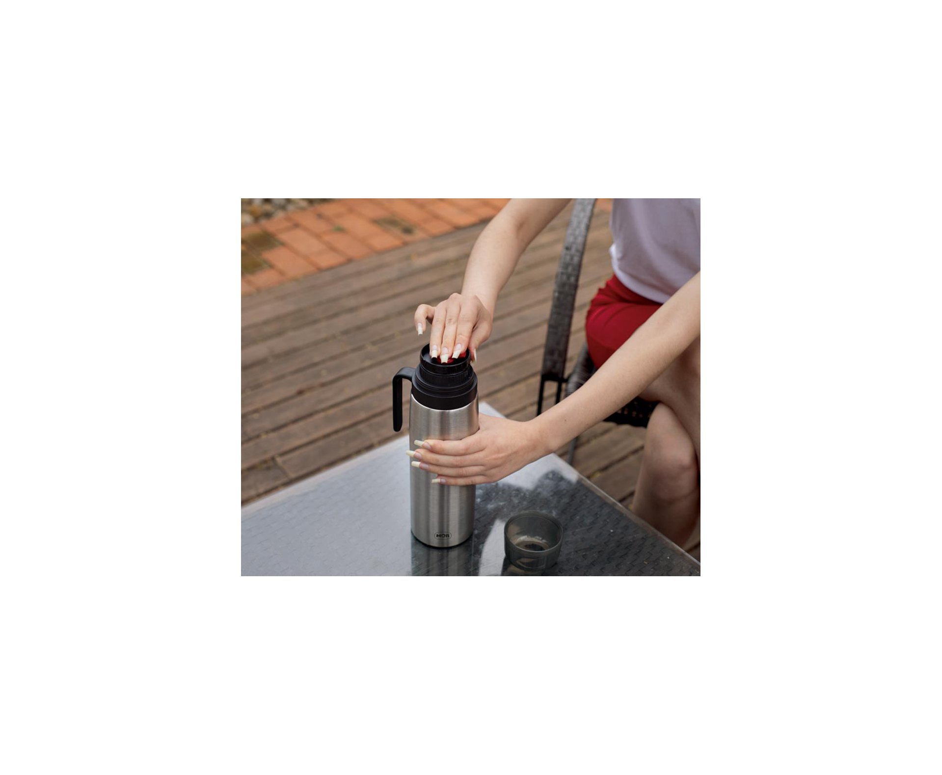 Garrafa Térmica Fit com Alça 1 Litro Inox - Mor