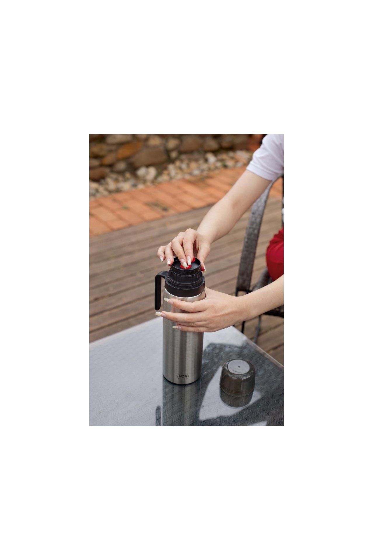 Garrafa Térmica Fit com Alça 1 Litro Inox - Mor