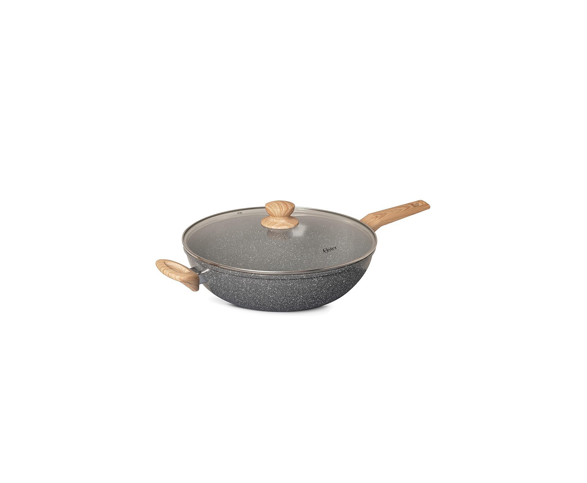 Panela Wok com Tampa 5,5L Cerâmica Marble Edition Dark Grey Oster