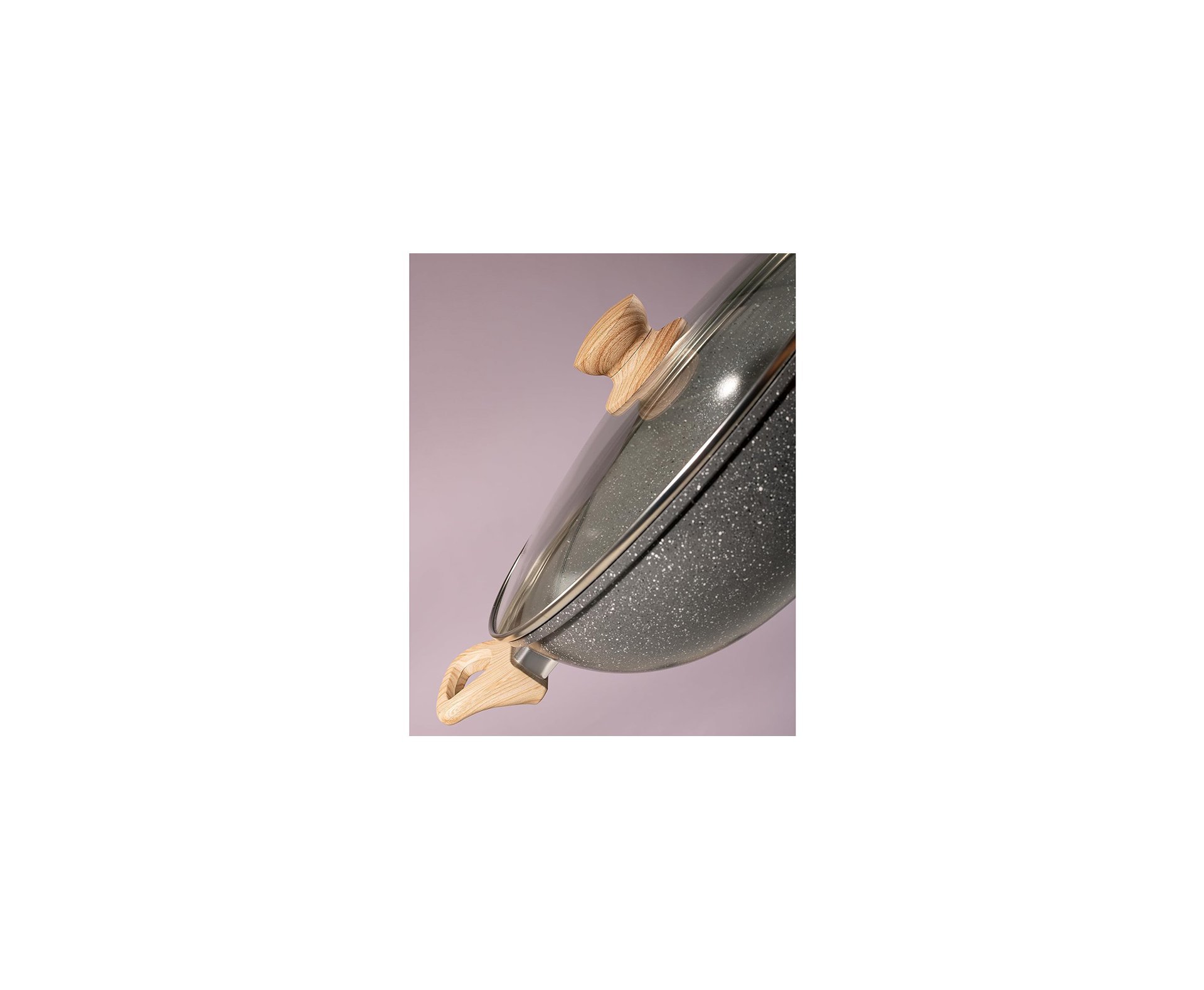 Panela Wok com Tampa 5,5L Cerâmica Marble Edition Dark Grey Oster