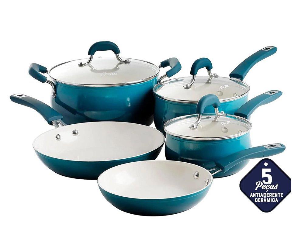 Cj de Panelas Indução Oster Corbett 5 Pçs Emerald Sea