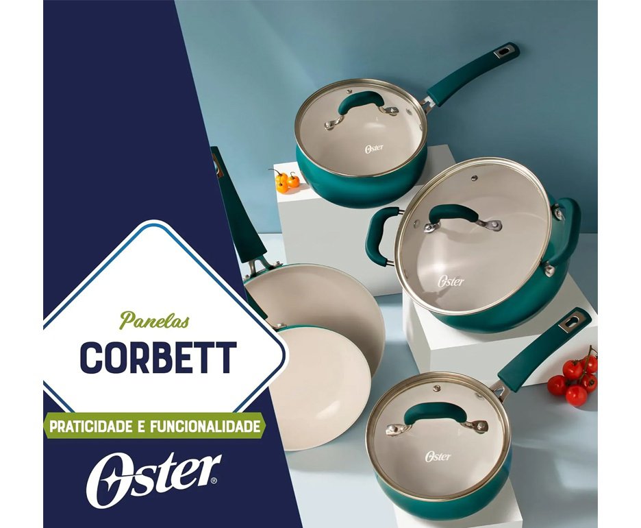 Cj de Panelas Indução Oster Corbett 5 Pçs Emerald Sea