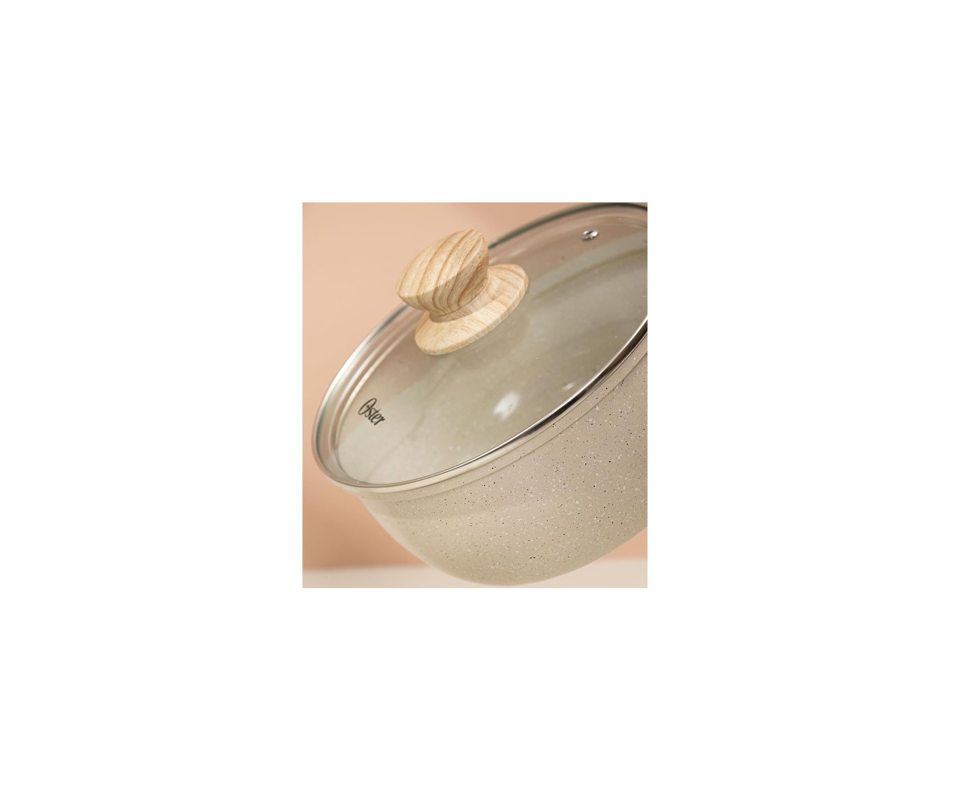 Conjunto de Panelas Indução Oster Marble Edition 4 Pçs Cream Vanill