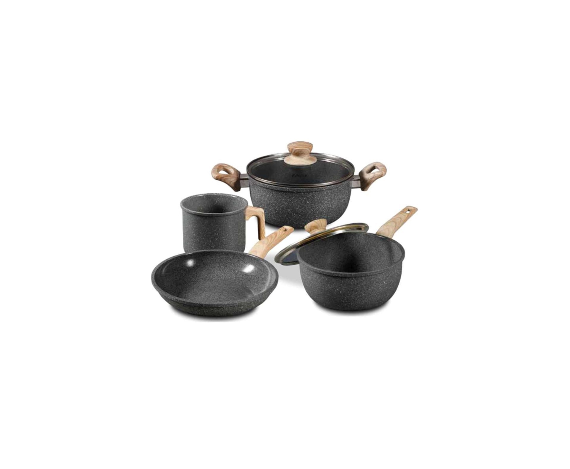 Conjunto de Panelas Indução Oster Marble Edition 4 Pçs Dark Grey