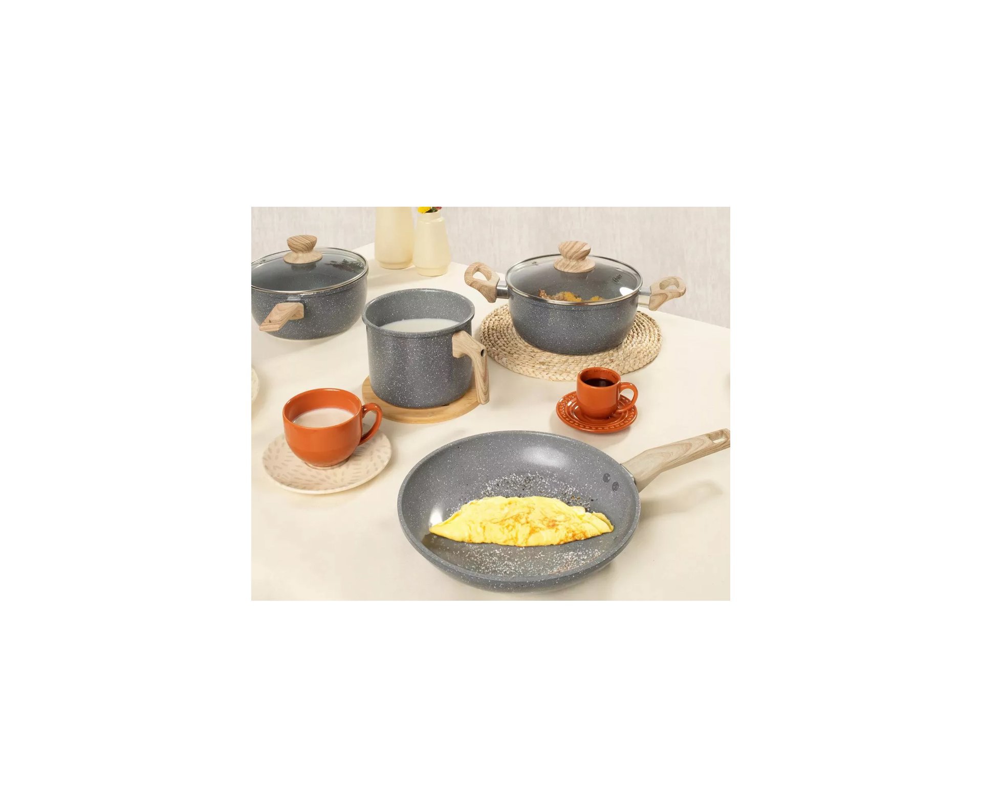 Conjunto de Panelas Indução Oster Marble Edition 4 Pçs Cinza Dust