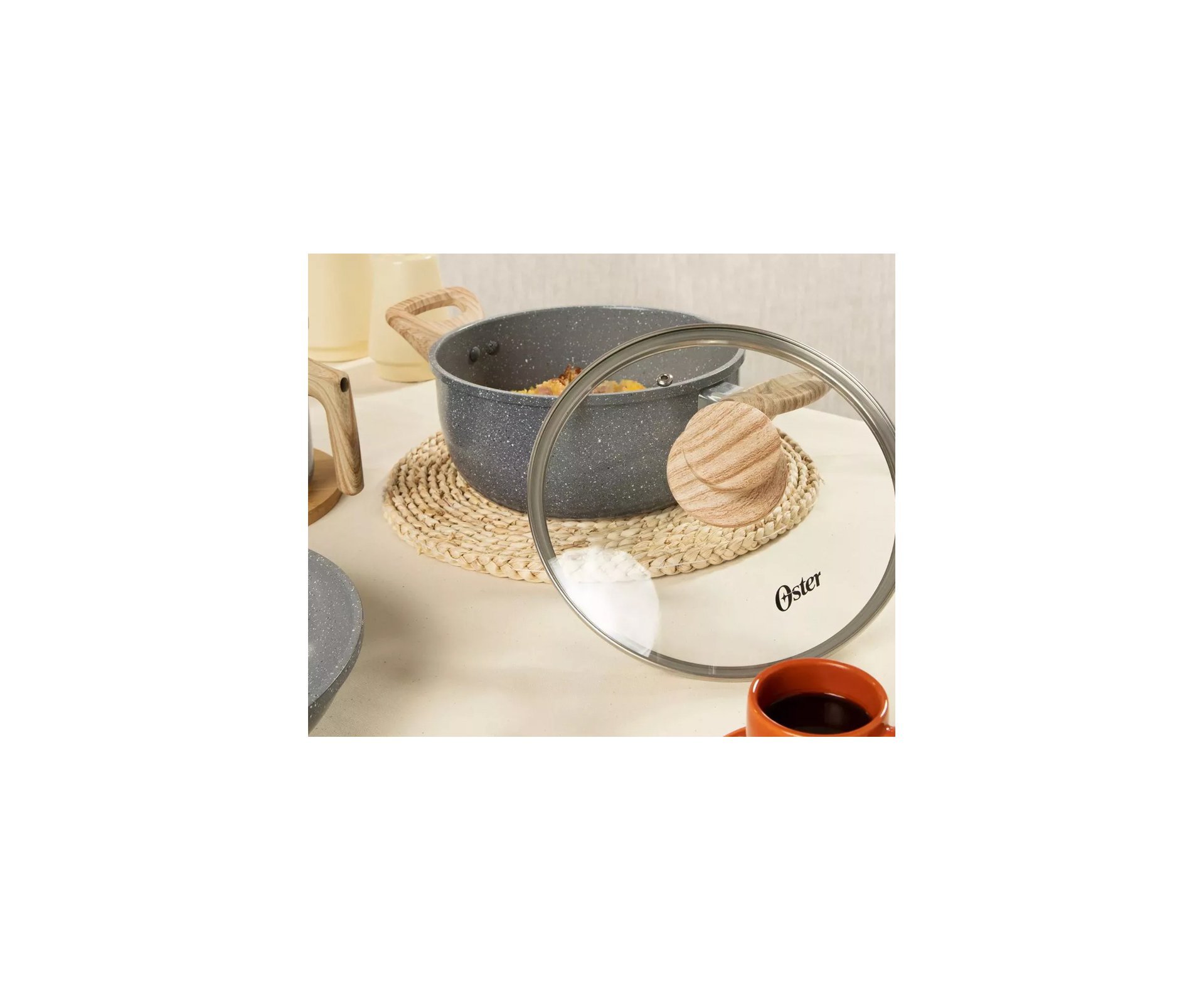 Conjunto de Panelas Indução Oster Marble Edition 4 Pçs Cinza Dust