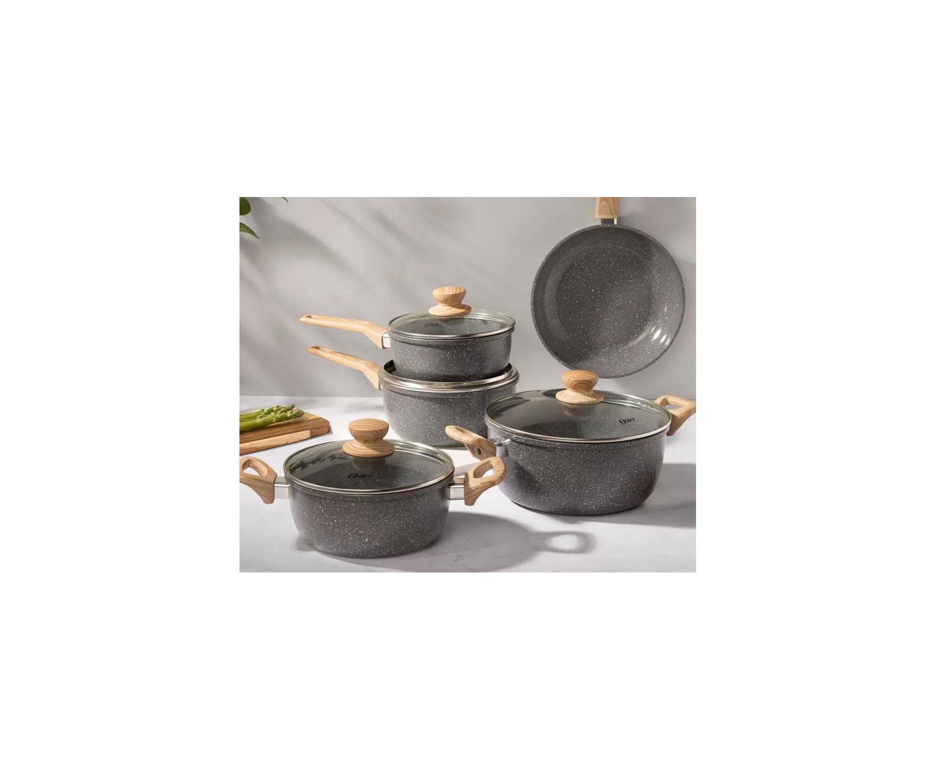 Conjunto de Panelas Indução Oster Marble Eddition 5 Pçs Cinza Dust