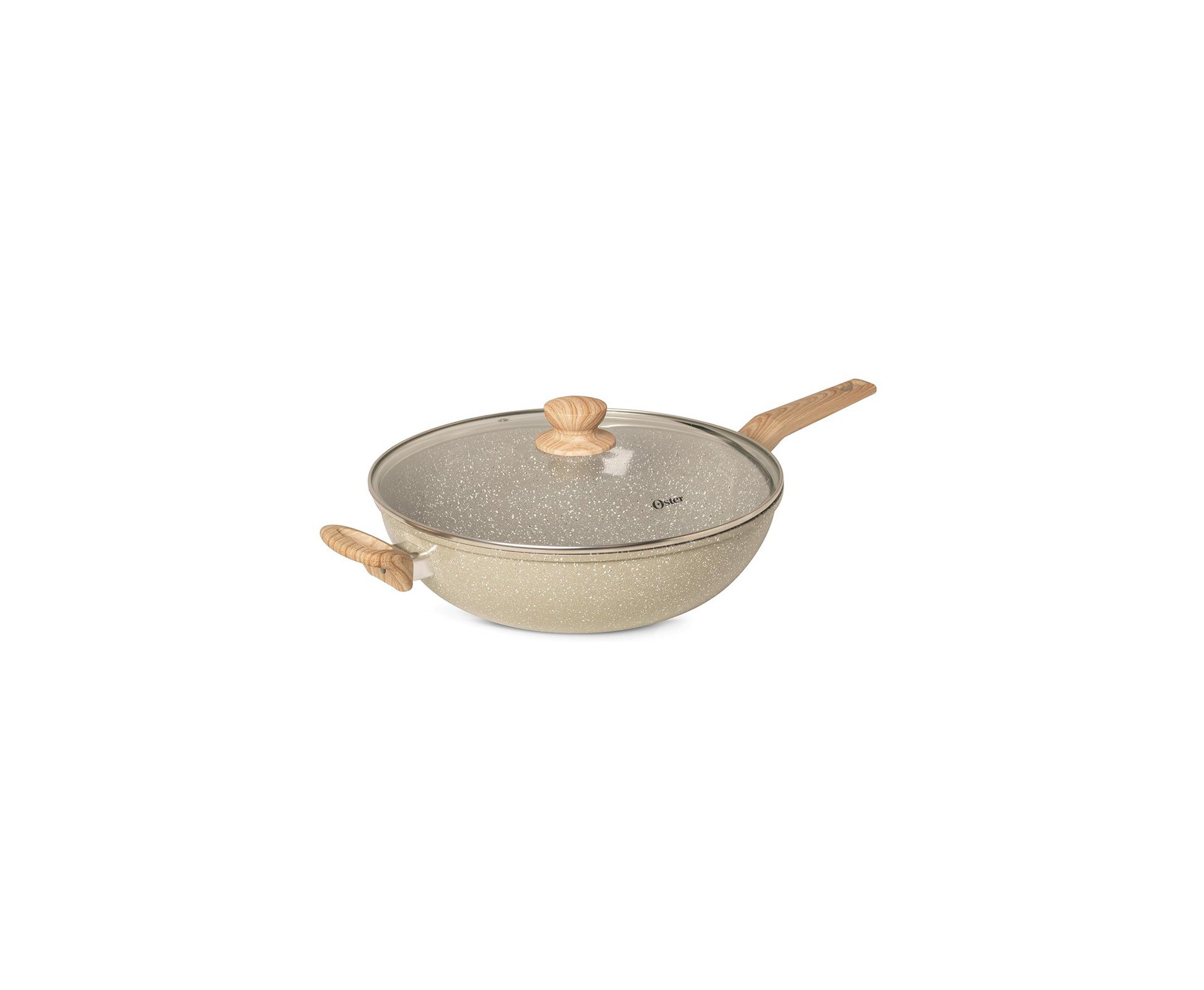 Panela Wok com Tampa 5,5L Cerâmica Marble Edition Cinza Dust Oster