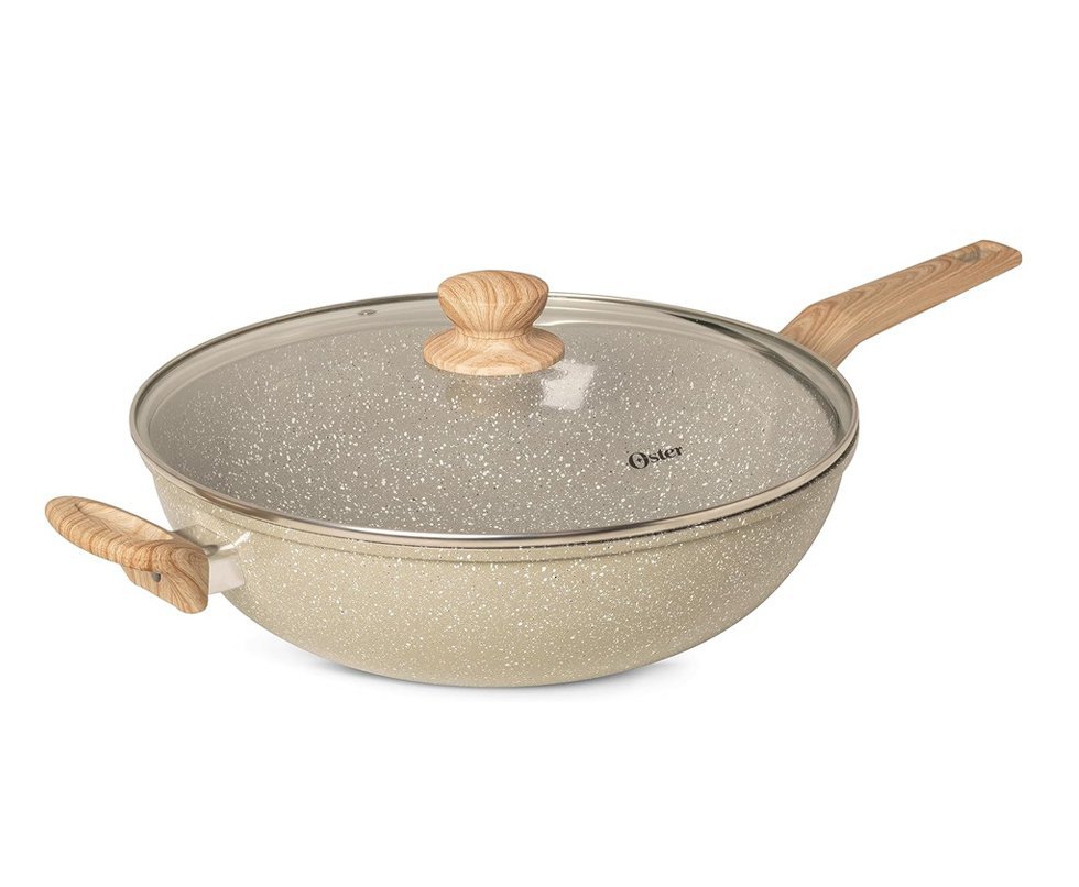 Panela Wok com Tampa 5,5L Cerâmica Marble Edition Cinza Dust Oster