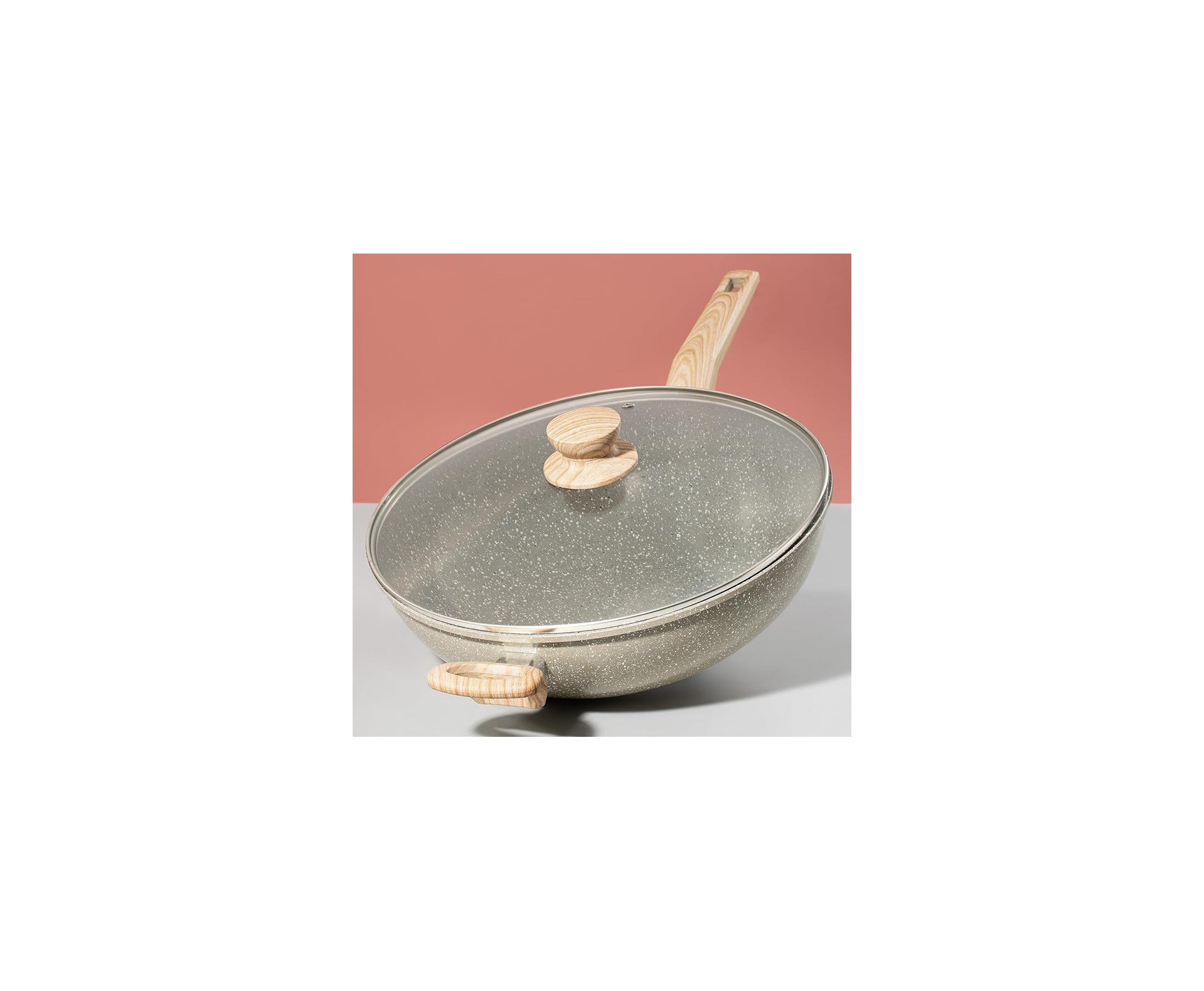 Panela Wok com Tampa 5,5L Cerâmica Marble Edition Cinza Dust Oster