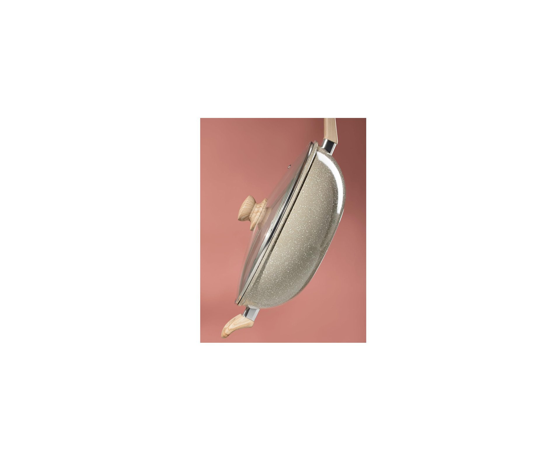 Panela Wok com Tampa 5,5L Cerâmica Marble Edition Cinza Dust Oster