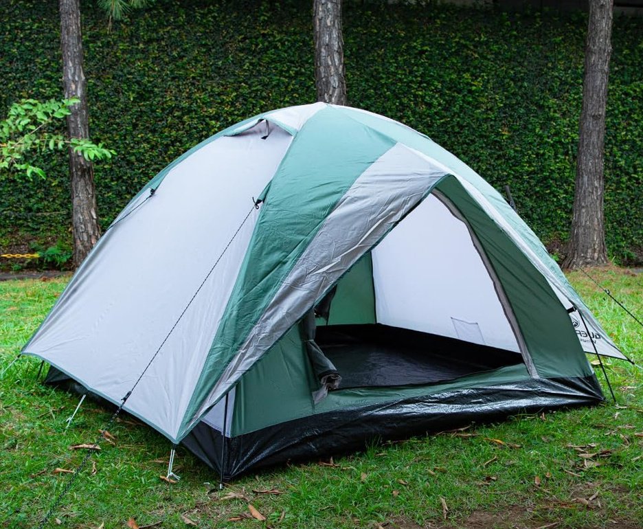 Barraca Guepardo News Vênus Ultra PRO 3 Pessoas 2500mm Coluna D' Água - Verde + Colchão casal + Fogareiro + 02 Refil de gás