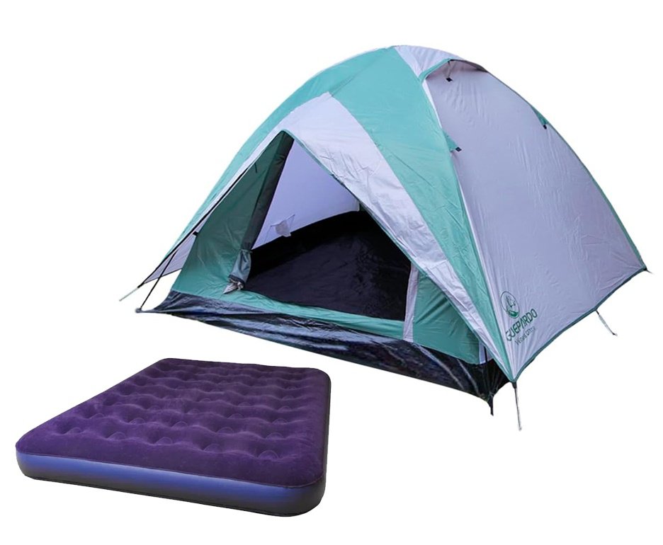 Barraca Guepardo News Venus Ultra PRO 5 Pessoas 2500mm Coluna D Agua - VD/CZ - Nautika + Colchão Inflável Fit De Casal suporta 200kg - Nautika