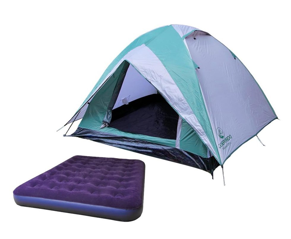 Barraca Guepardo News Venus Ultra PRO 5 Pessoas 2500mm Coluna D Agua - VD/CZ - Nautika + Colchão Inflável Fit De Casal suporta 200kg - Nautika