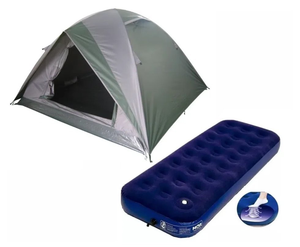 Barraca Guepardo News Venus Ultra PRO 5 Pessoas 2500mm Coluna D Agua - VD/CZ - Nautika + Colchão Inflável Fit De Casal suporta 200kg - Nautika