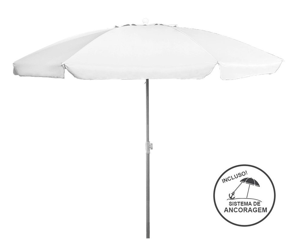 Guarda Sol Aluminio 2,50m Branco - Zaka