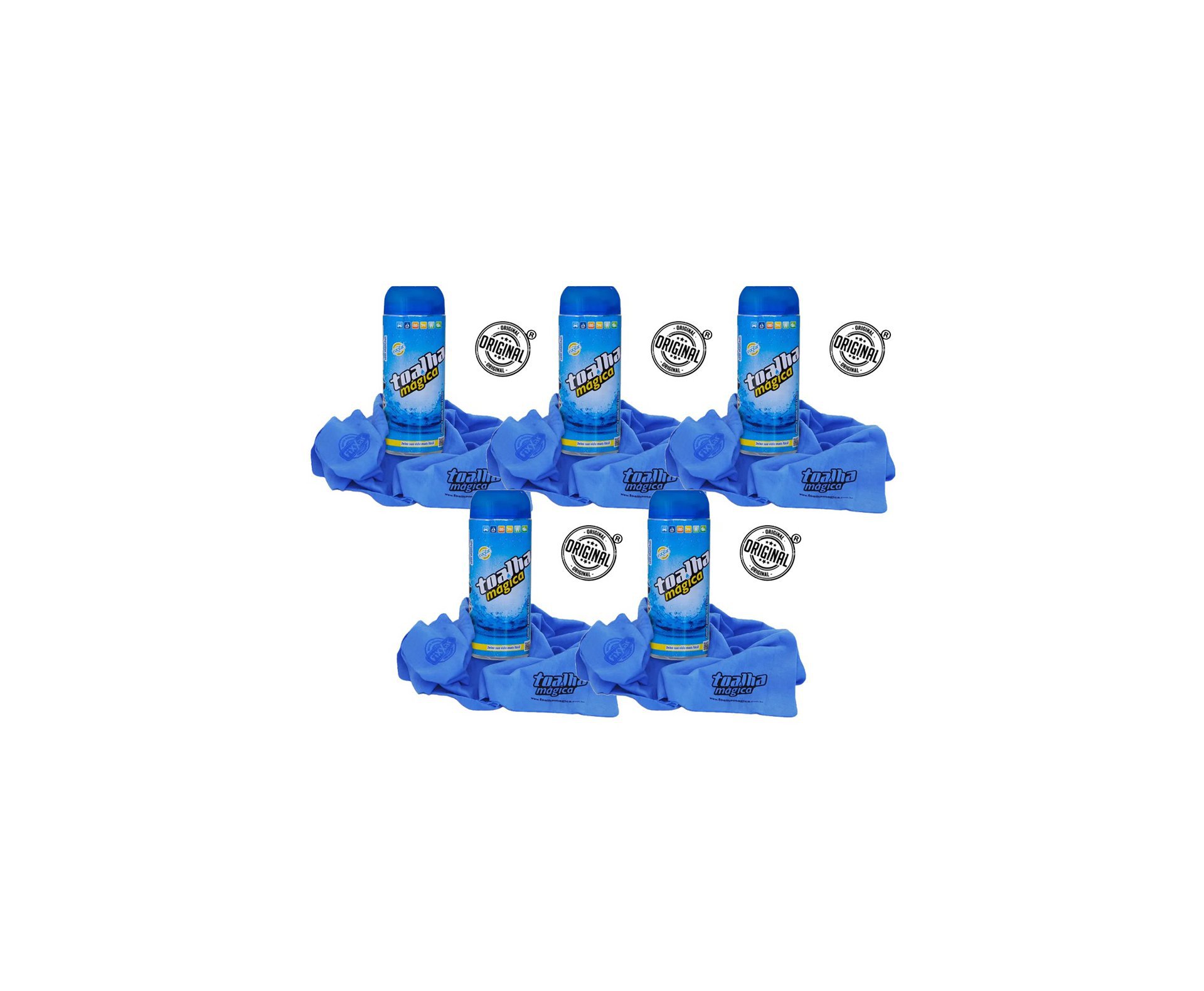 Kit 5 Toalhas Mágica Original Multiuso 66x43cm Fixxar