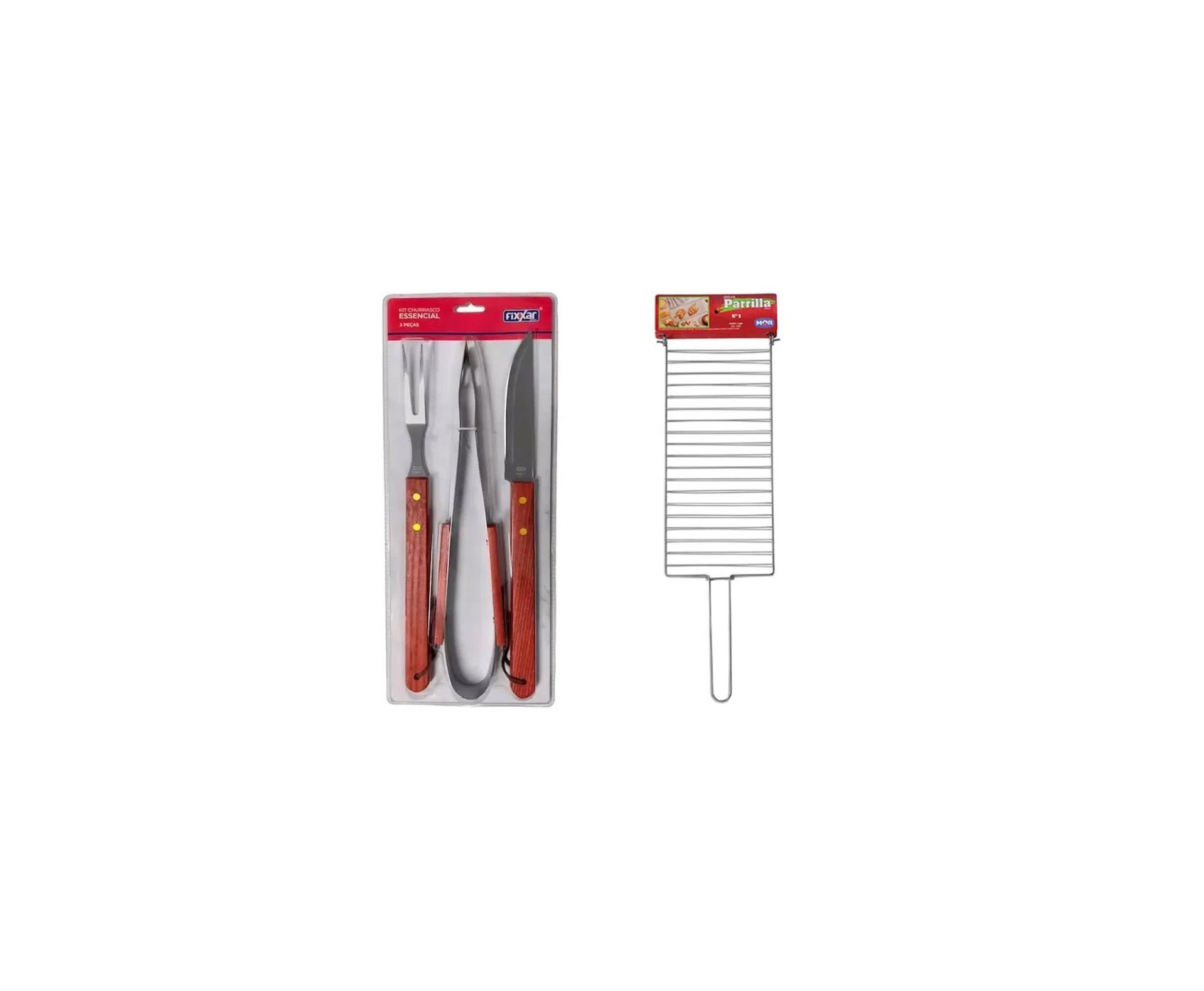 Grelha Parrilla 01 - Mor + Kit Churrasco Inox 3 Pcs Essencial UD 3701 - Fixxar