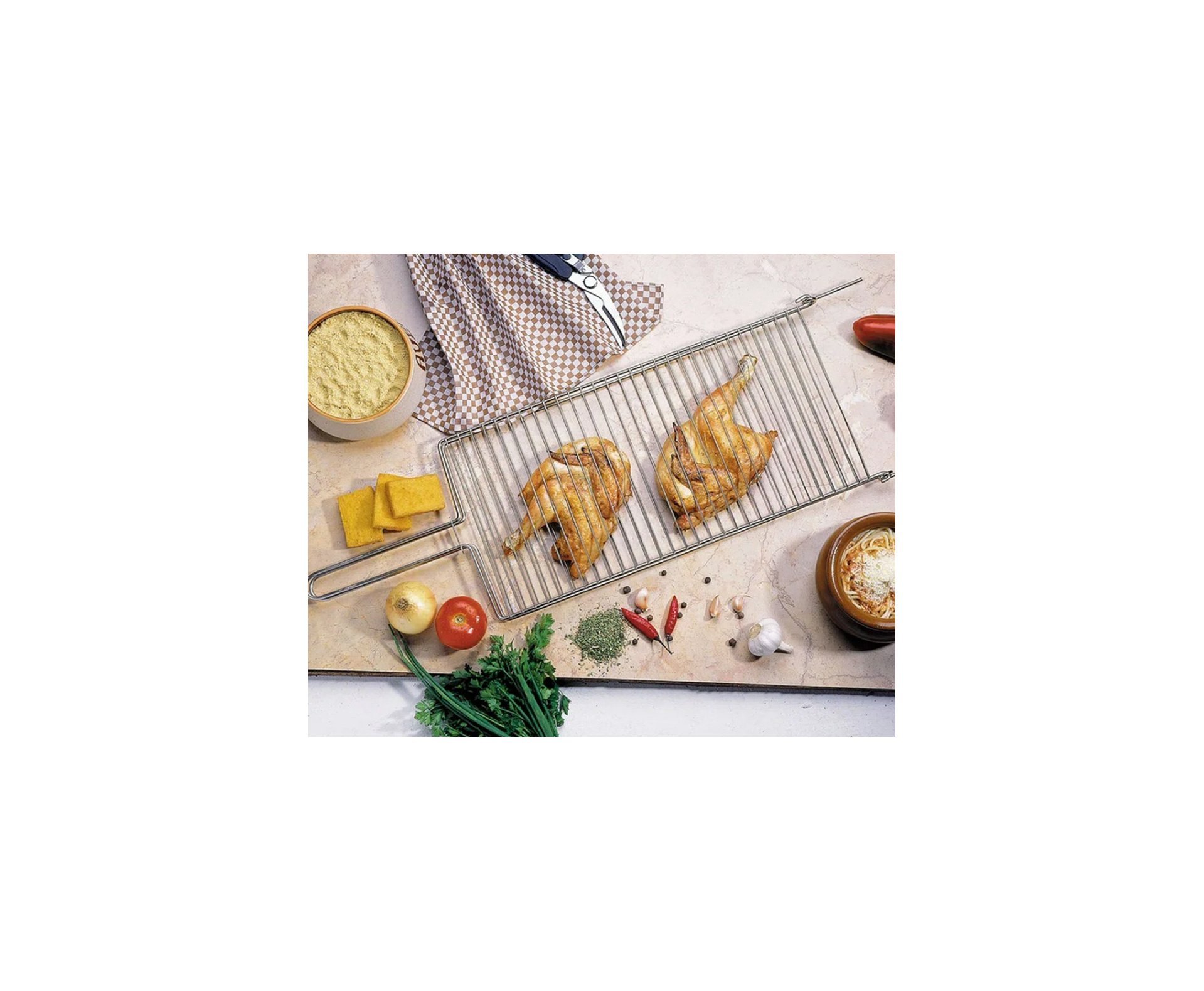 Grelha Parrilla Para Churrasco 02 Ref. 003102 - Mor + Kit Churrasco Inox 3 Pcs Essencial UD 3701 - Fixxar