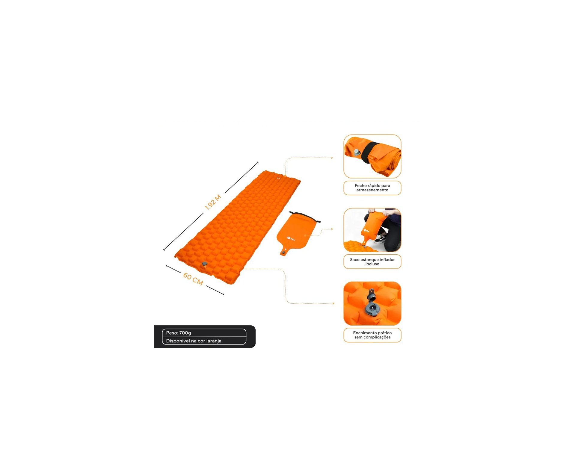 Colchonete Inflável Nylon TPU Sleep Pack NTK