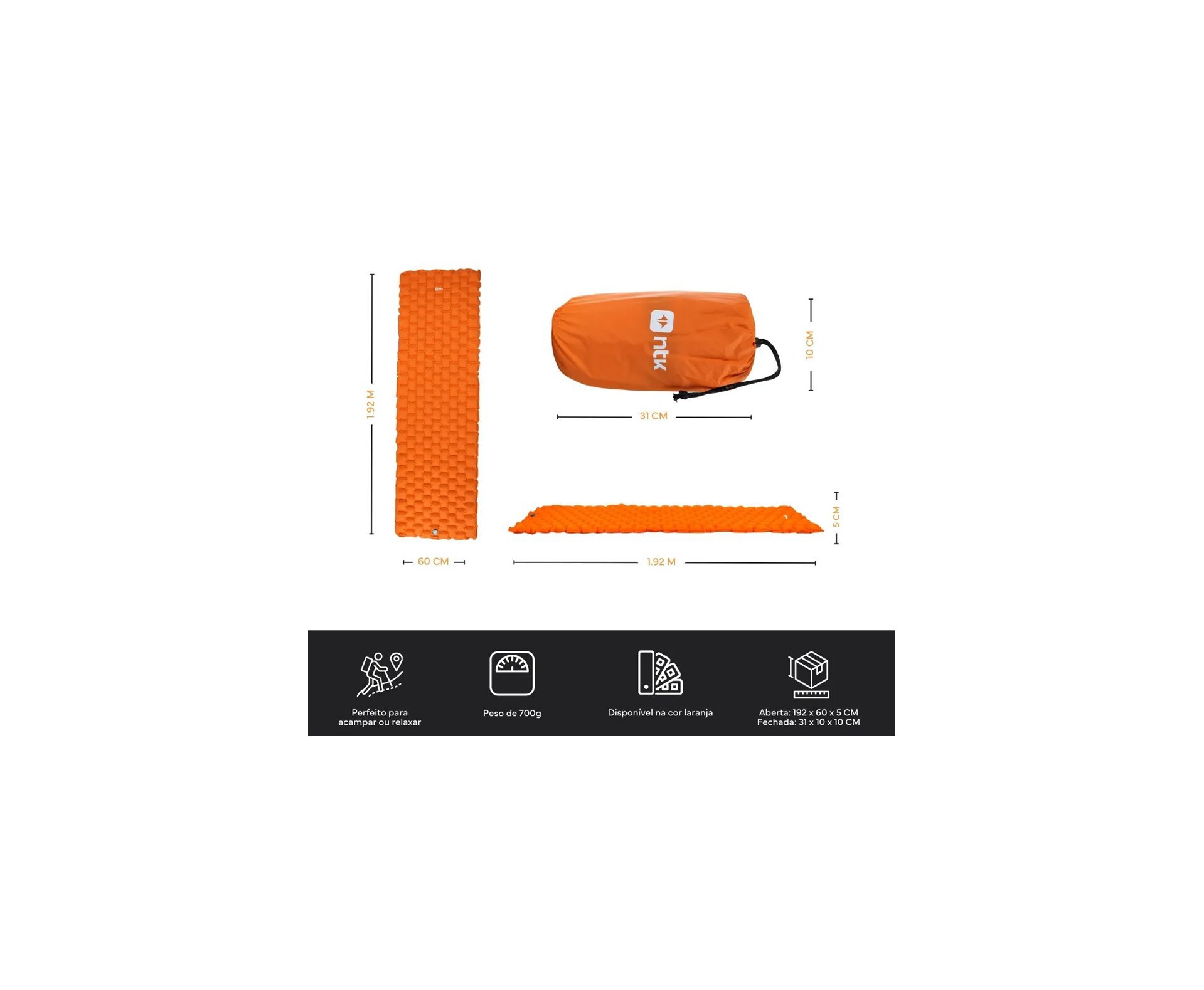 Colchonete Inflável Nylon TPU Sleep Pack NTK