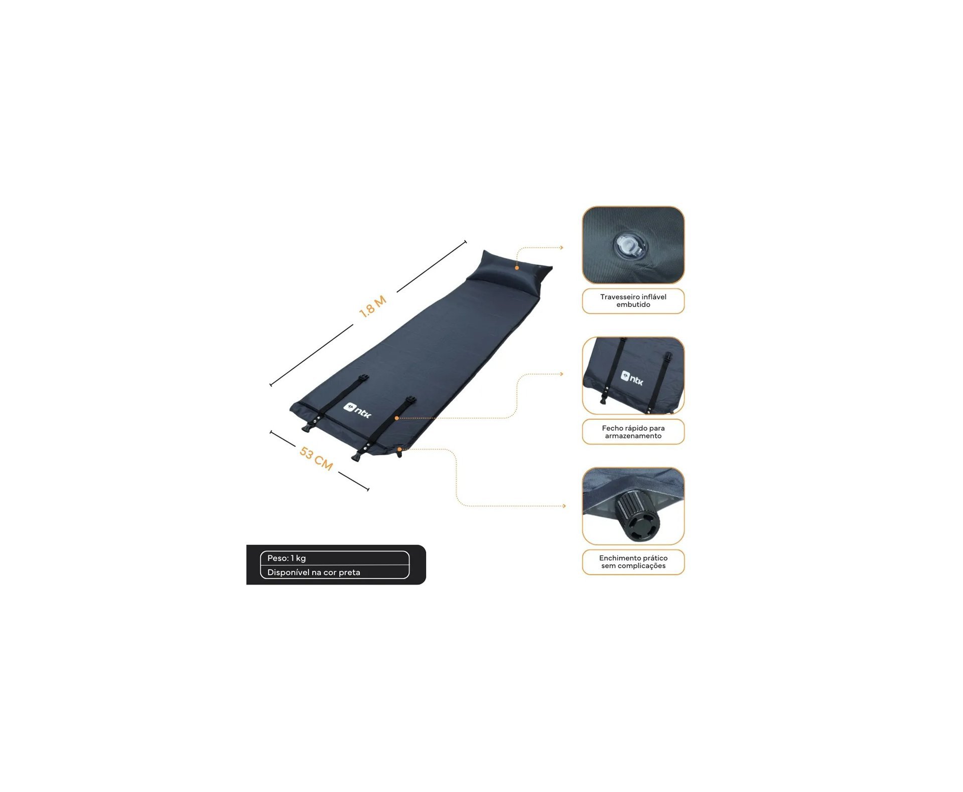 Colchonete Inflável Poliéster PVC Cozy NTK