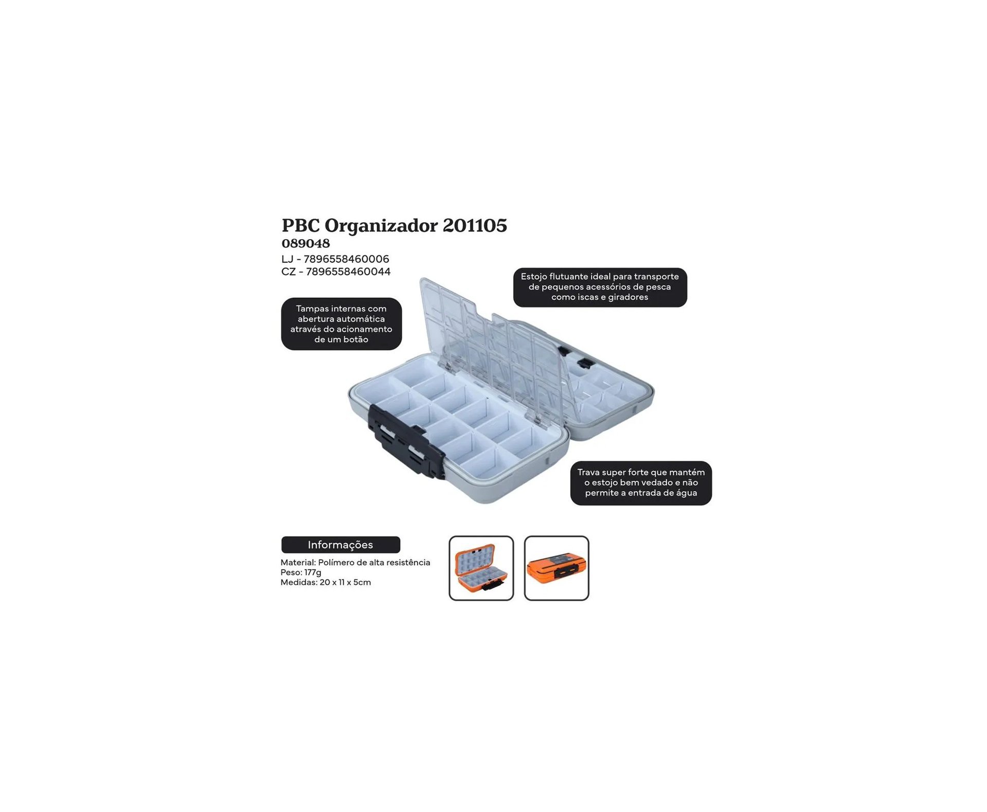 Organizador de Pesca 201105 Laranja - Pesca Brasil