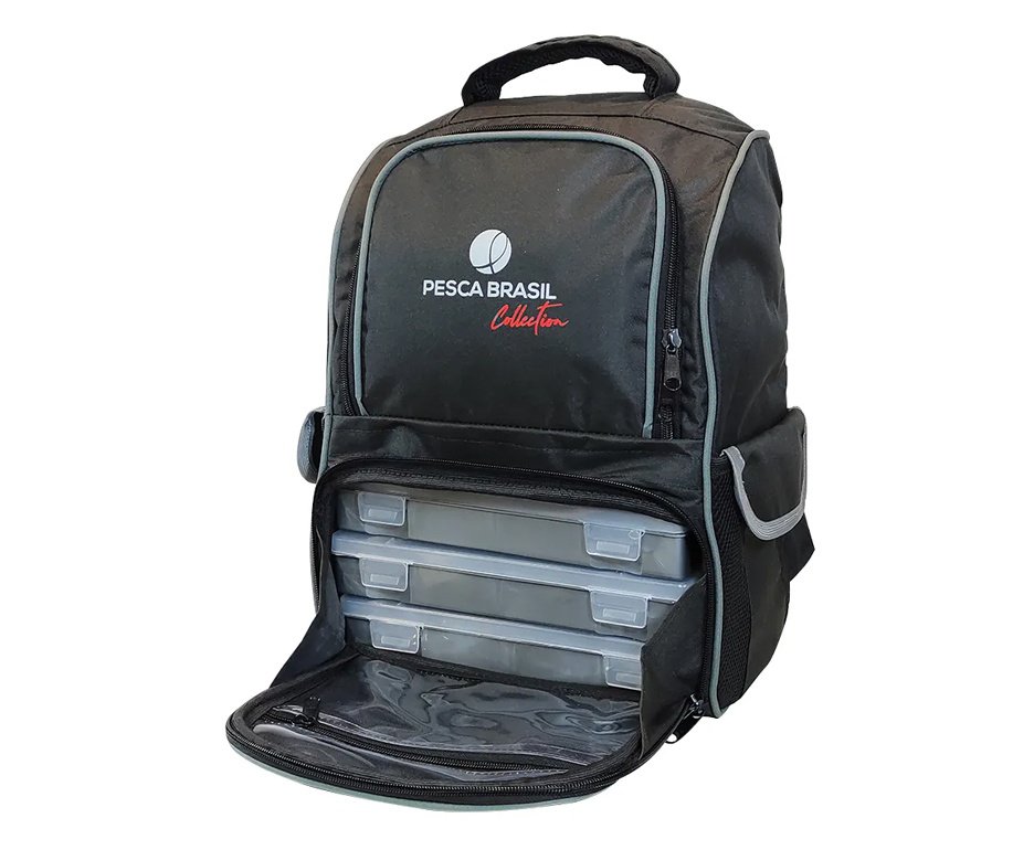 Mochila de pesca Fishing Bag de 30 litros e 3 estojos Pesca Brasil