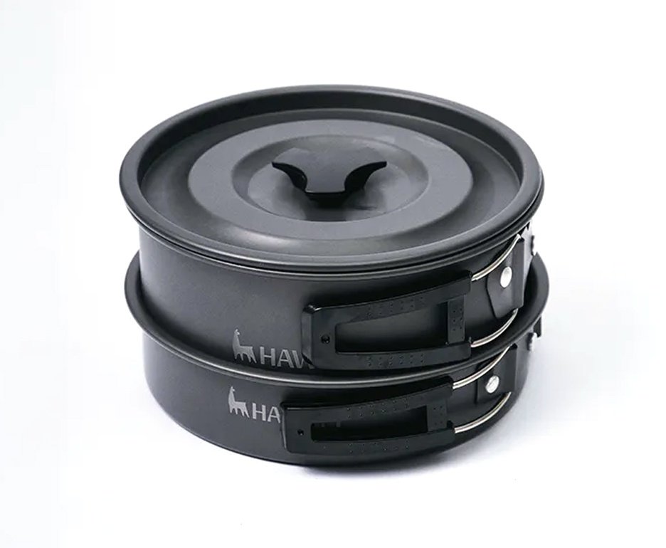 Conjunto de Panelas Camping Hawapi com Chaleira Ultraleve - Verde Limão