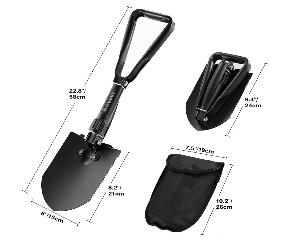 Pá Dobrável Especial Hawapi 3 em 1 – Preta