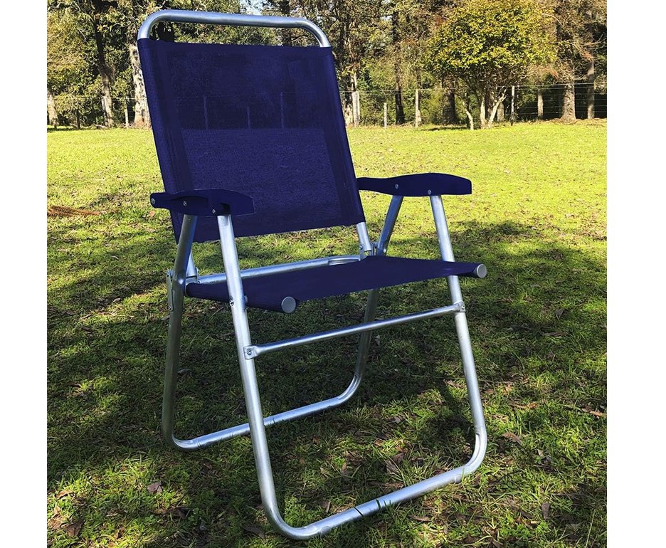 Cadeira de Praia Aluminio Cancun Plus Capacidade Até 120 KG Zaka - Azul Marinho