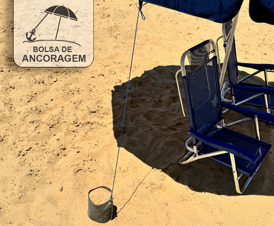 Guarda Sol Poliéster UV50+ Alumínio 2,50 x 2,5m Azul Marinho - Zaka