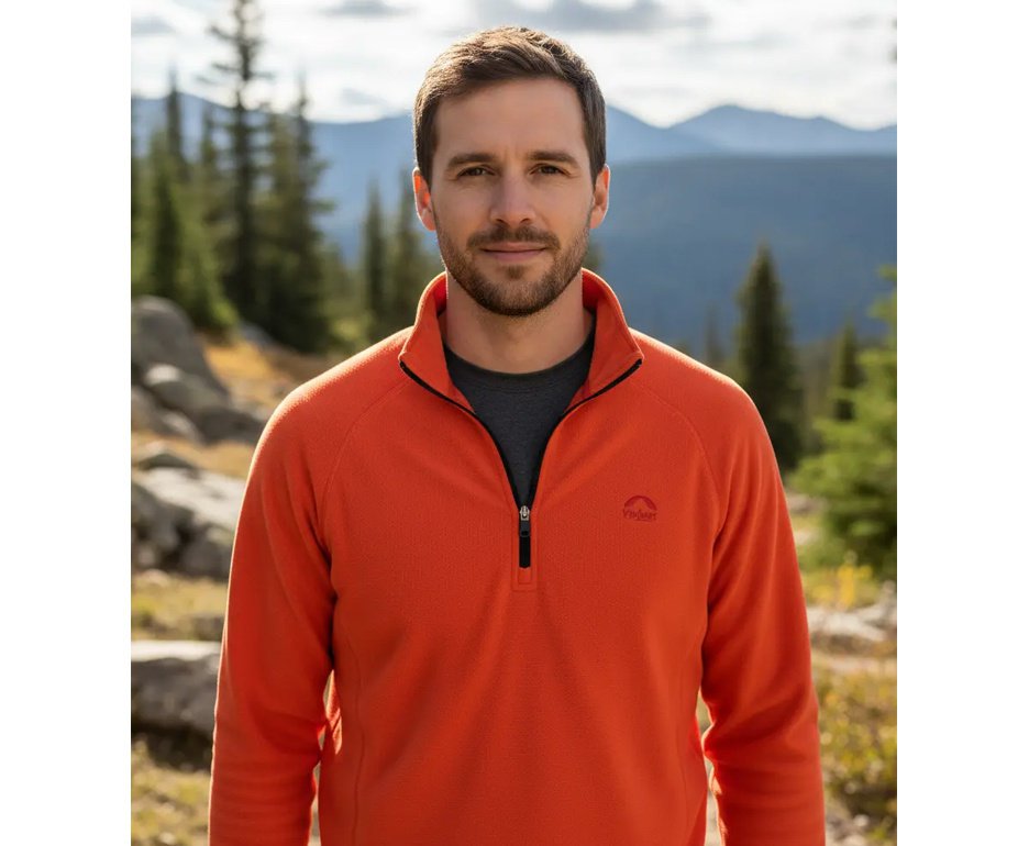 Jaqueta Kailash Fleece Chamonix 1/2 Ziper XLite Masculino Laranja Escuro