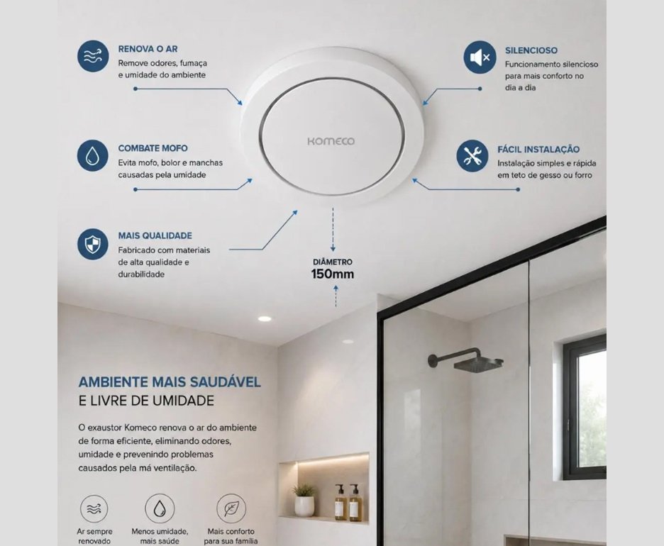 Exaustor de Ar Komeco Koea 150 Bivolt Circular