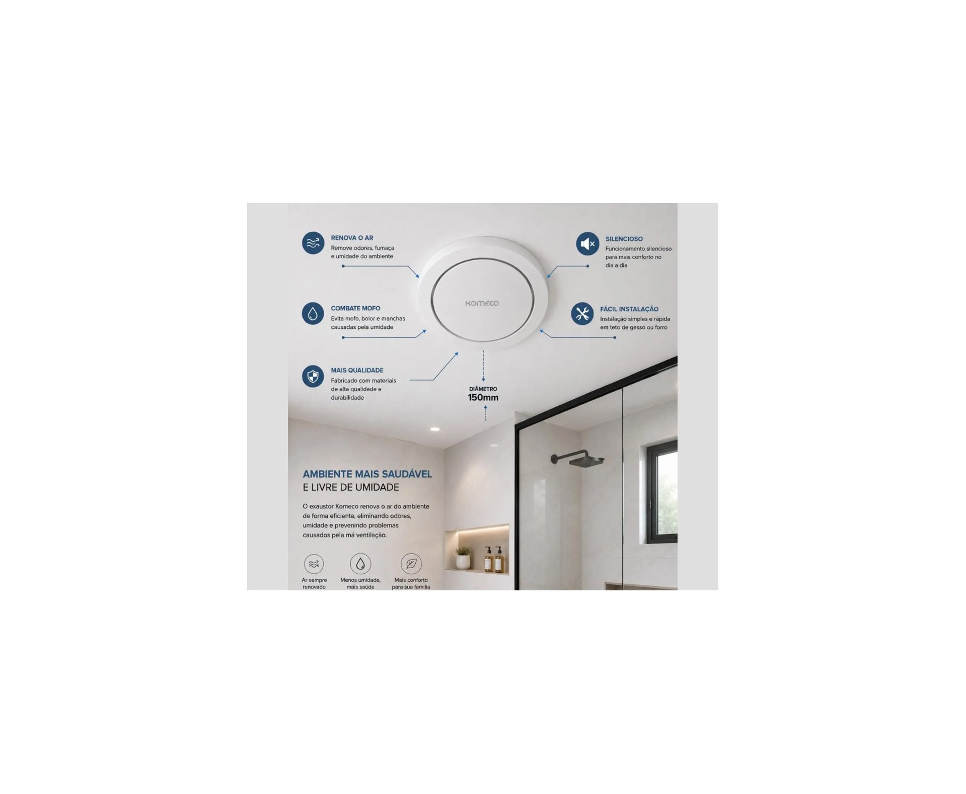 Exaustor de Ar Komeco Koea 150 Bivolt Circular