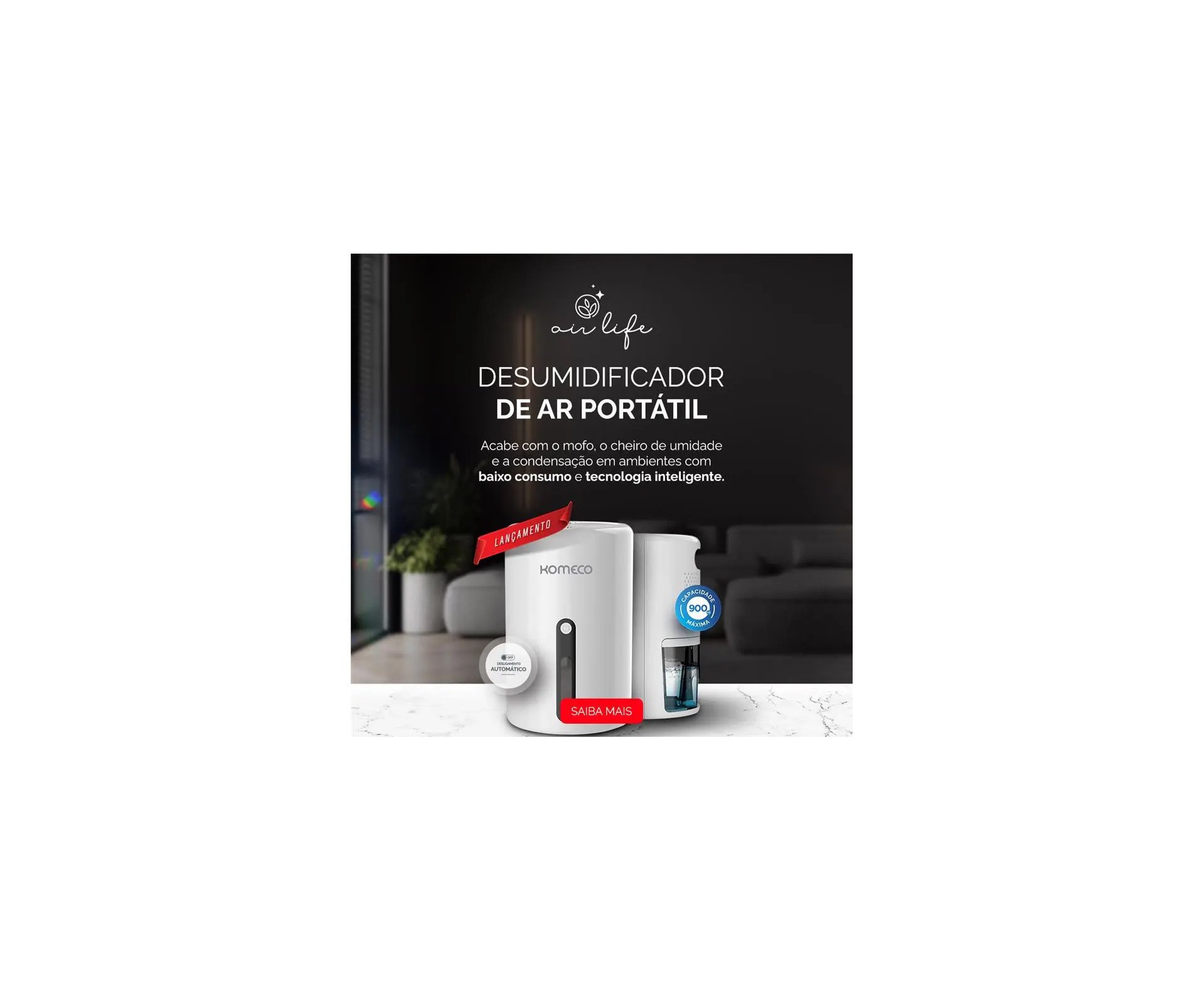 Mini Desumidificador de Ar Komeco Peltier KDP 300 G1 Bivolt