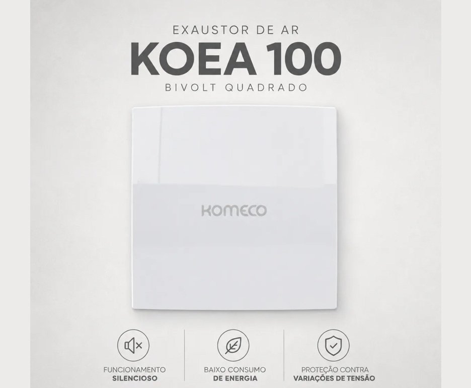 Kit 2 unds do Exaustor de Ar Banheiro 10cm Komeco Koea 100 Bivolt Quadrado