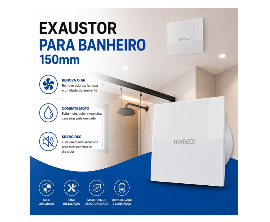 Kit 2 unds do Exaustor de Ar Banheiro 10cm Komeco Koea 100 Bivolt Quadrado