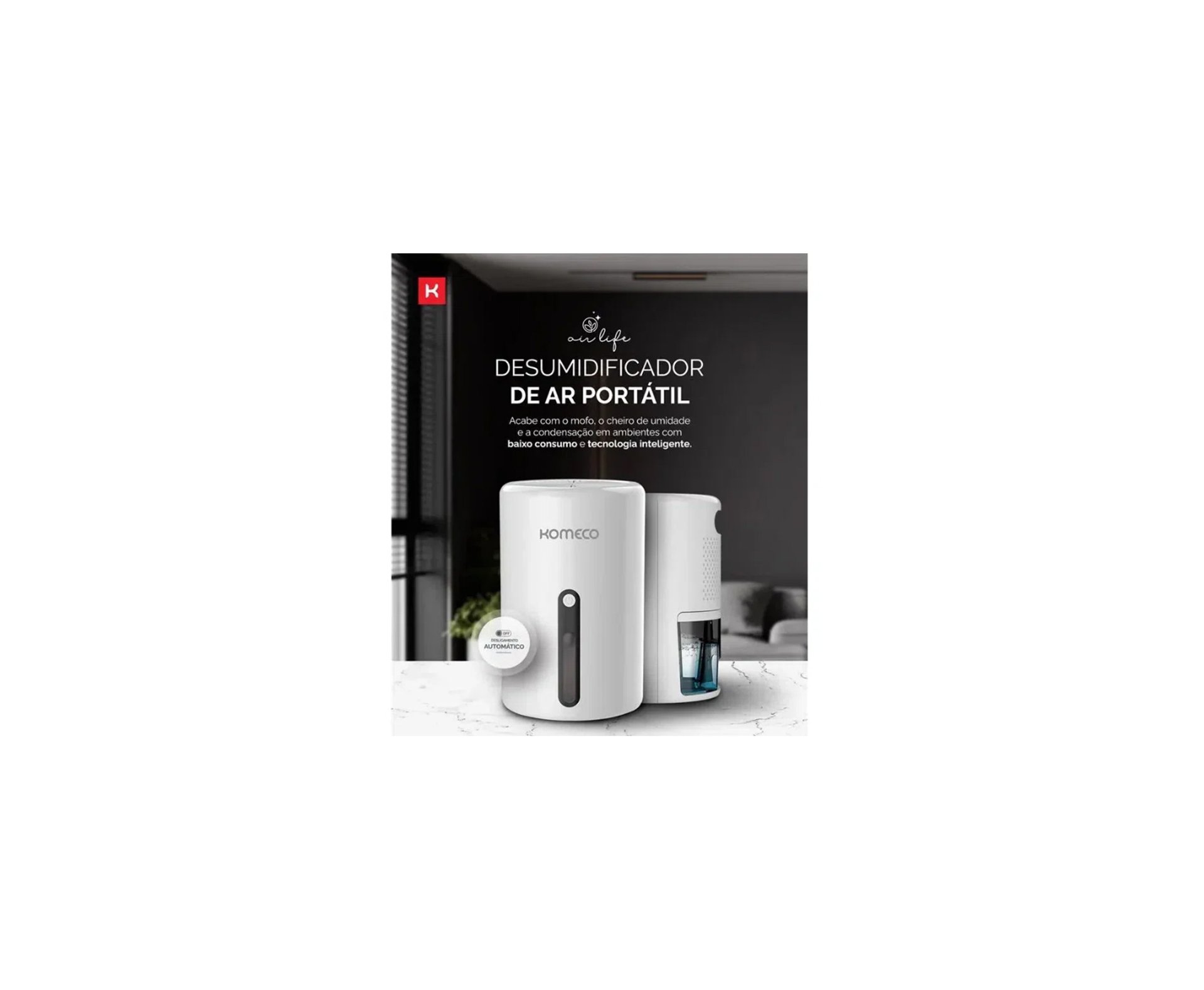 Kit 2 Unds do Mini Desumidificador de Ar Portátil Komeco KDP 300 G1 Bivolt
