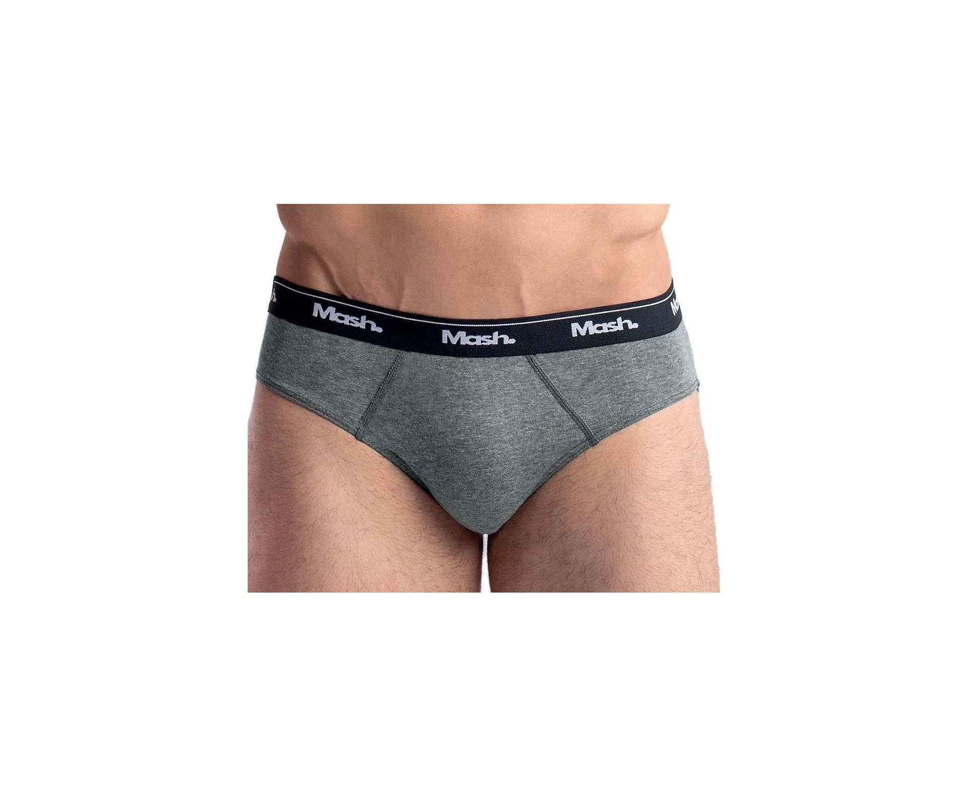 Kit 6 Cueca Mash Slip Algodão/Elastano - Preto/cinza