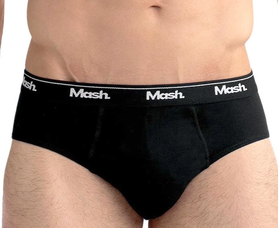 Kit 6 Cueca Mash Slip Algodão/Elastano - Preto/cinza