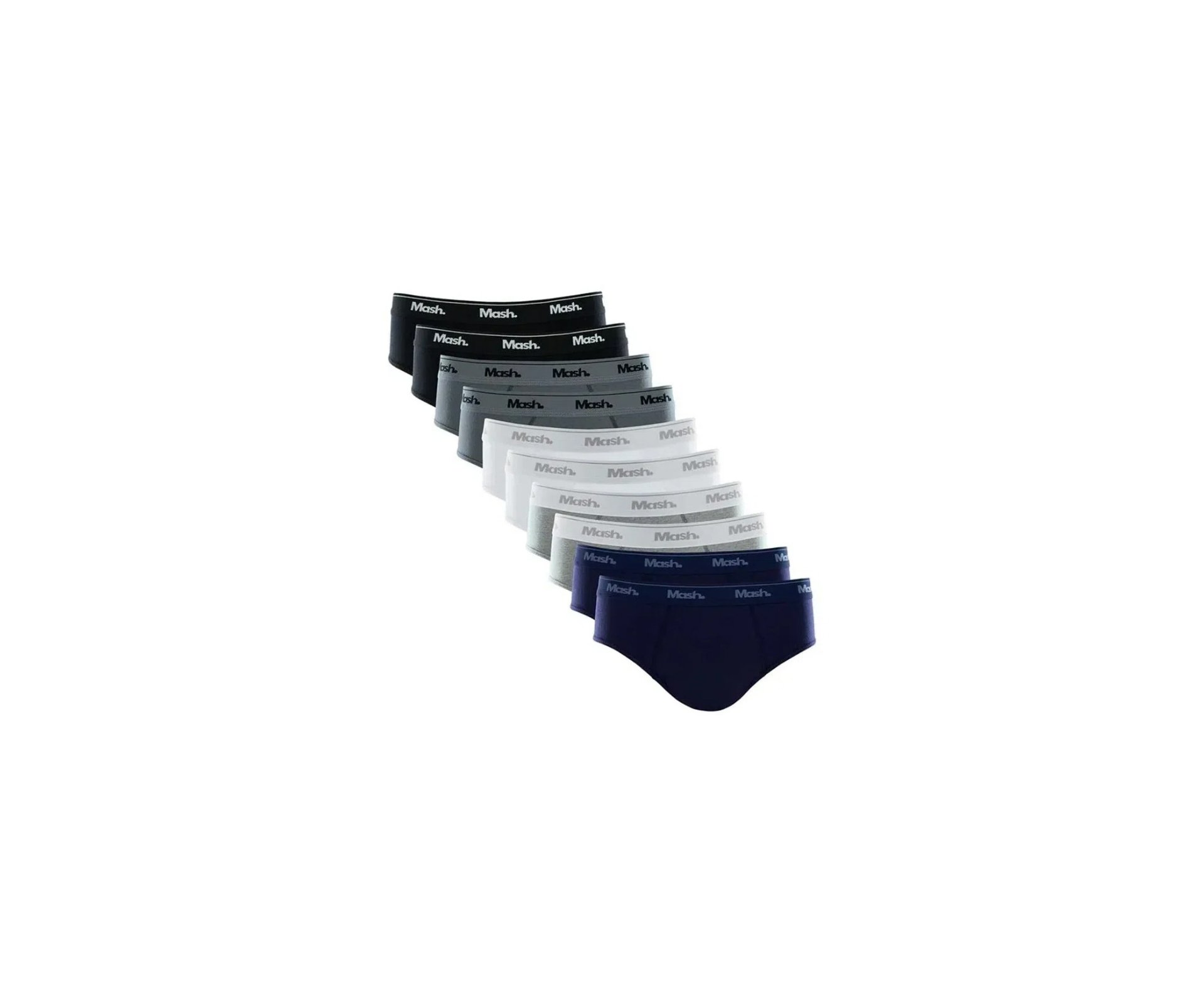 Kit 30 Cuecas Mash Slip Algodão Sortido AZ/BR/CZ/GR/PT - TAM G
