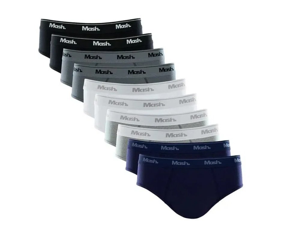 Kit 40 Cuecas Mash Slip Algodão Sortido AZ/BR/CZ/GR/PT  - TAM G