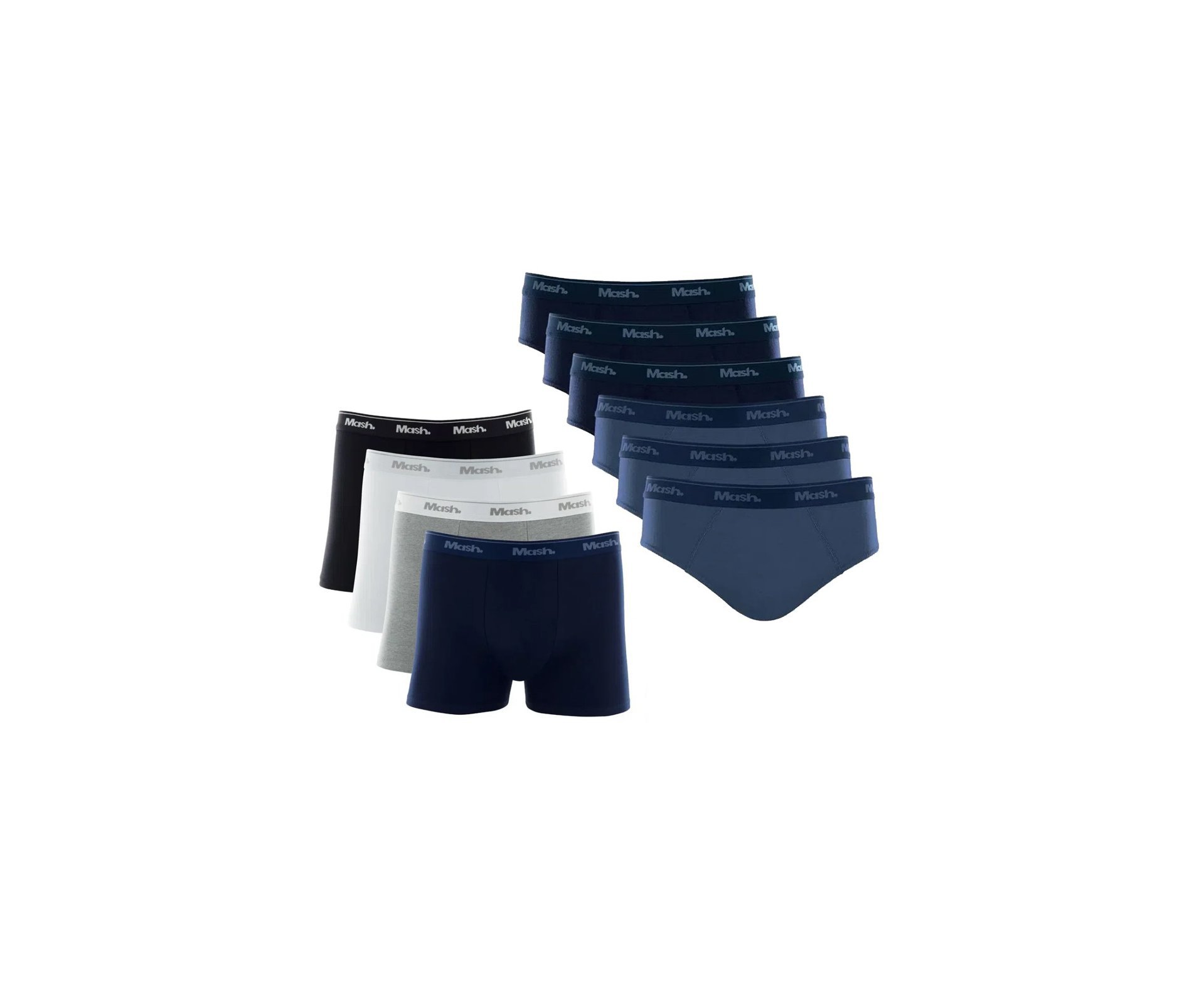 Kit 4 Cuecas Mash Boxer Box Algodão Cotton Original + Kit 6 Cuecas Slip Algodão Mash - TAM M