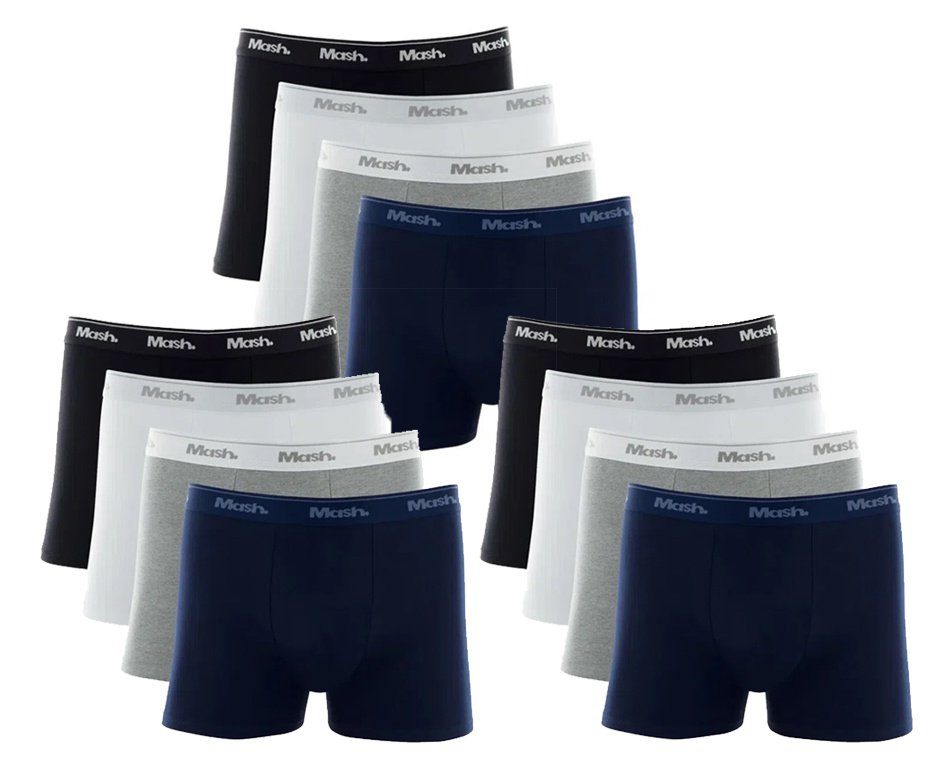 Kit 12 Cuecas Mash Boxer Box Algodão Cotton Original - TAM M