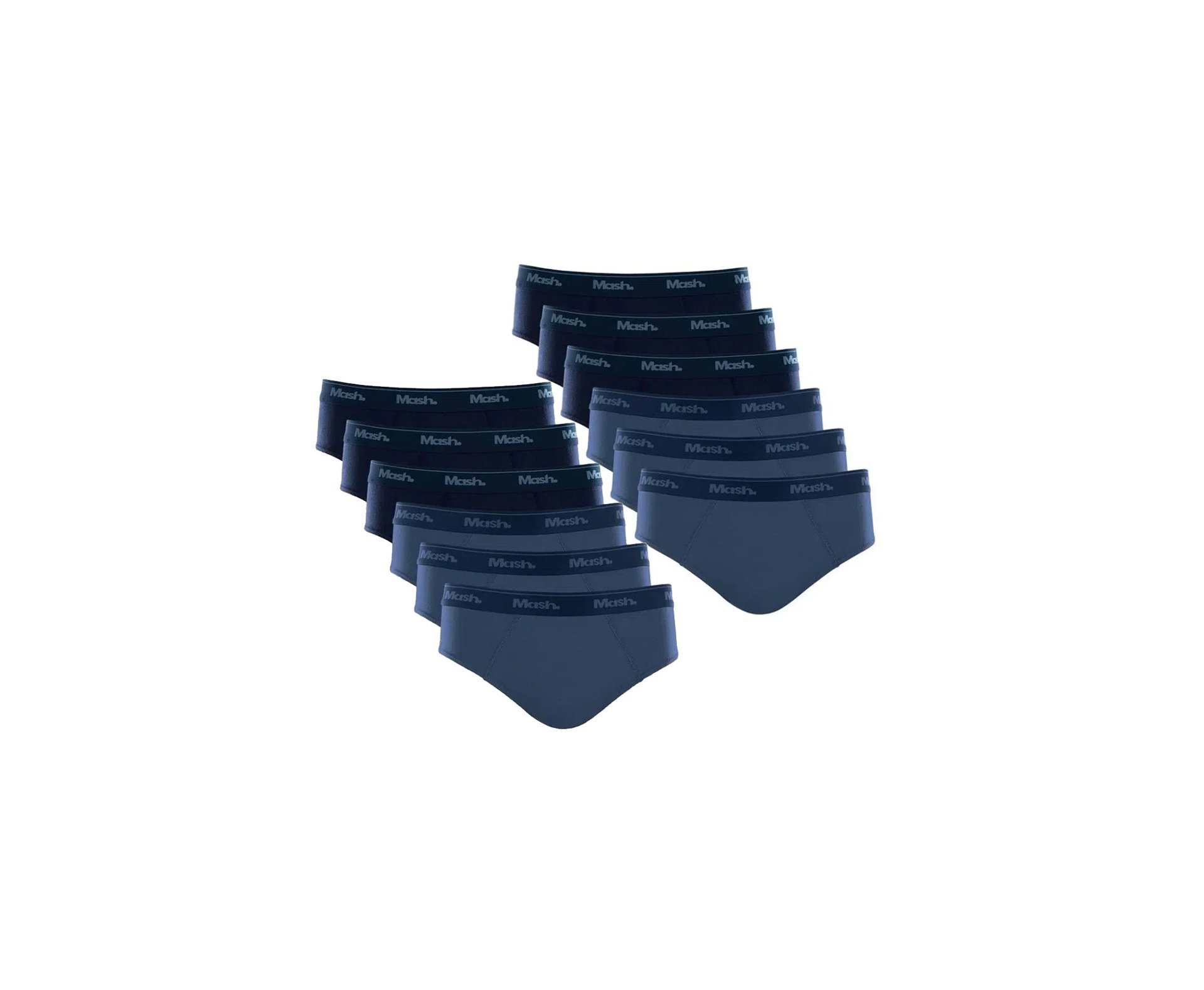 Kit 12 Cuecas Slip Algodão Mash Original - Azul - TAM M